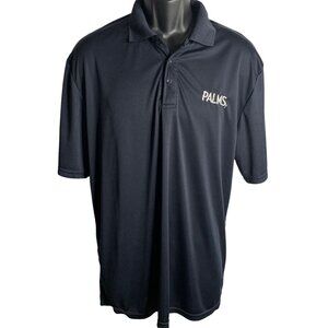 Palms Las Vegas Polo Shirt M Black Knit Embroidered Short Sleeve Three Button